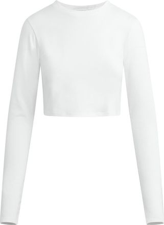 Favorite Daughter The Laura Stretch Cotton Long Sleeve Crop T-Shirt in White at Nordstrom, Size X-Small