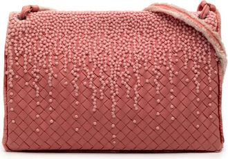 Bottega Veneta Borsa a tracolla Fold Over Intrecciato in nappa con ricamo 2010 - Rosa