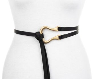 Tamaris Lederg&uuml;rtel TAMARIS, Damen, schwarz, Rindsleder, G&uuml;rtel Lederg&uuml;rtel, Tailleng&uuml;rtel vorn geknotet