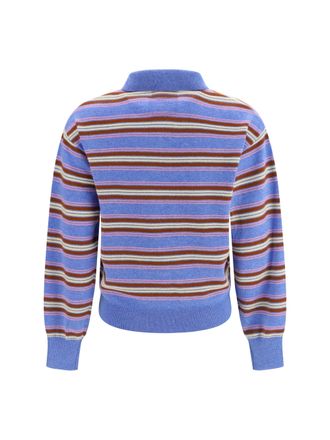 Guest In Residence Striped Kaschgora Polo Sweater - Blue