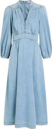 Zimmermann Wanderlust V-neck midi dress - women - Cotton - 0P - Blue