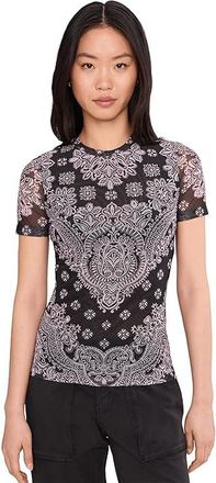 Johnny Was Eleanor Mesh Short Sleeve T-Shirts Womens Clothing Tularose (black) : 2XL, Polyester/Spandex