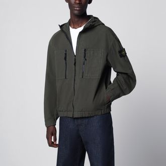 Stone Island Giacca con zip grigia antracite in cotone