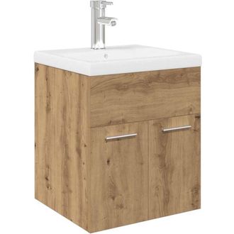 vidaXL Mueble Para Lavabo Con Lavabo Integrado Y Grifo Roble Artesanal Vidaxl