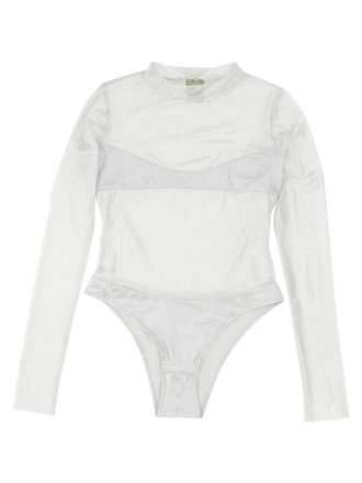 Not After Ten Tulle Medium Neck Bodysuit - Silver