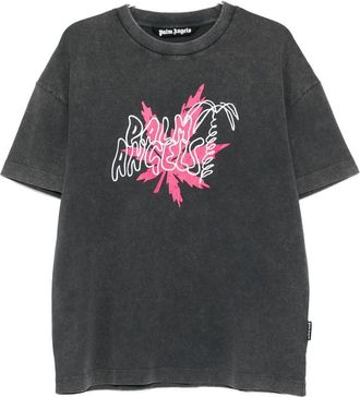 Palm Angels Logo-print Faded-effect T-shirt