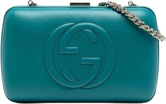 Gucci Pre-owned Clutches, female, Blue, Size: ONE SIZE Pre-owned Leather gucci-bags