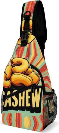 Generic Vintage Cashew Mens Shoulder Bags Sling Crossbody Backpack Travel Hiking Chest Bag with Small Side 38x20cm