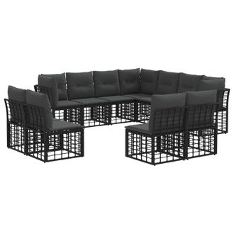 vidaXL Conjunto De Sof&aacute;s De Exterior Negro Poli&eacute;ster Vidaxl