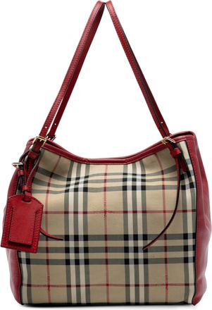 Burberry Tweedje Klein Haymarket Check Canvas en Leer Canterbury Tote