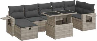 vidaXL Vidaxl - Set De Sof&aacute;s De Jard&iacute;n 8 Pzas Y Cojines Rat&aacute;n Sint&eacute;tico Gris