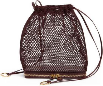 Alaia Le Pochon Fishnet Shoulder Bag in Rouge Grenat 325 at Nordstrom