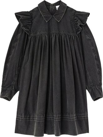 Ganni ruffled-detail mini dress - Black