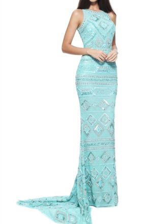 Sherri Hill Back-Less Prom Dress In Aqua