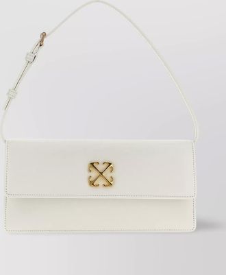 Off-white rectangular shape shoulder bag with adjustable strap