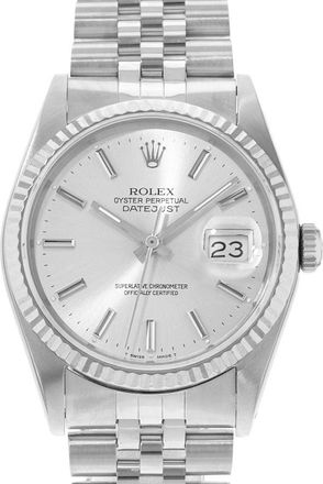 Rolex Pre-owned Rolex Datejust 36 Automatic Chronometer Silver Dial Mens Watch 16234 SSJ