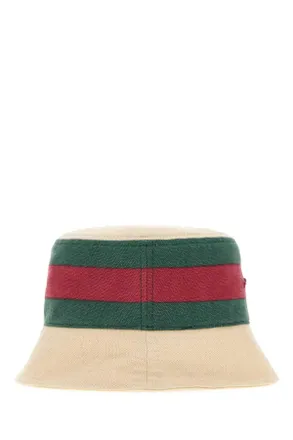Gucci Womens Sand Canvas Bucket Hat Cream Exterior: Fabric Cappelli