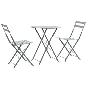 vidaXL Mesa Y Sillas Bistr&oacute; De Jard&iacute;n 3 Piezas Acero Gris Vidaxl