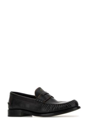 Prada Womens Black Leather Loafers Nero+cuoio Mocassini
