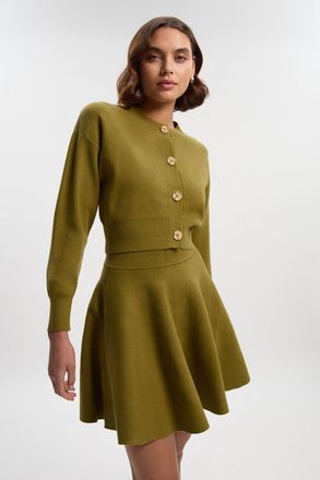 Karen Millen Womens Compact Yarn Full Knitted Skirt - Green Viscose - Size X-Small