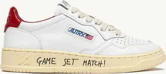 Autry SNEAKERS MEDALIST LOW IN PELLE BIANCA E ROSSA CON LETTERING
