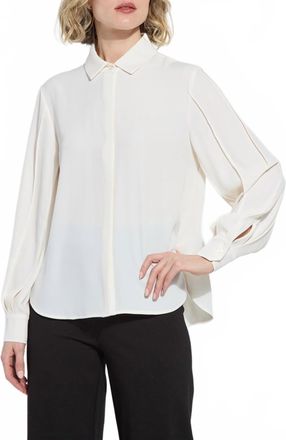 Lyss&eacute; Ivette Pleated Balloon Sleeve Blouse In Natural Pearl