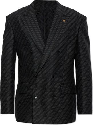 Versace Wol Blazer met enkele split - Heren - Blazers - Grijs - XL - Wol - Jassen