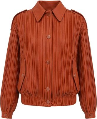 Rowen Rose Crop Bomberjack - Dames - Bomber jackets - Oranje - S - Leer - Jassen