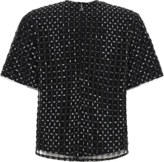 Rotate Beaded Tulle Blouse - Black