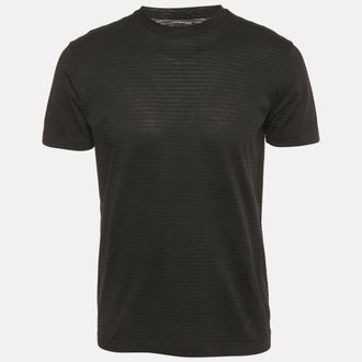 Emporio Armani Black Stripe Knit Short Sleeve T-Shirt