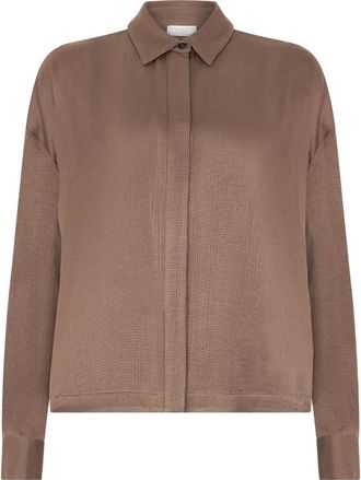 PESERICO Cotton Shirt - Dames - Overhemden - Bruin - L - Katoen - Overhemden