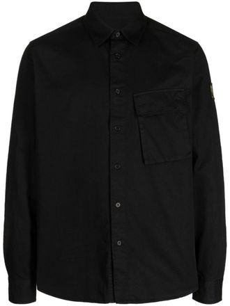 Belstaff logo-appliqu&eacute; cotton shirt - men - Cotton - S - Black