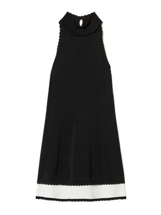Twinset Short Black Dress With Halter Neckline