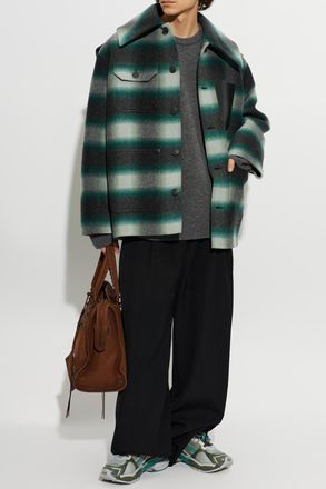 Balenciaga Wool Jacket With Logo, Mens, Green