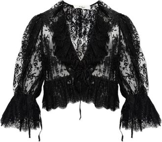 Chlo&eacute; Lace Top - Dames - Blouses - Zwart - 2XS - Katoen - Overhemden
