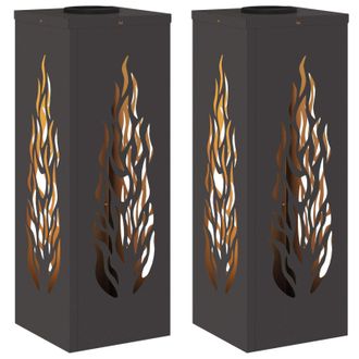 vidaXL Luz De Camino Led Solar 2 Pcs Negro Acero Laminado En Fr&iacute;o Vidaxl