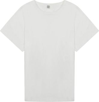 Toteme White Solid Round Neck T-Shirt