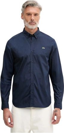 Lacoste Regular Fit Stretch Poplin Shirt - Heren - Casual Overhemden - Blauw - XL - Katoen - Overhemden