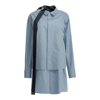 sacai Gestreept overhemdjurk - Dames - Jurken - Blauw - Maat: S