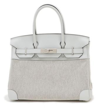 Hermès Hermès Grey Swift Leather & Toile Birkin 30cm with Silver Hardware