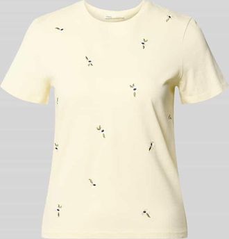 Mango Regular Fit T-Shirt mit floralem Allover-Stitching Modell Flowi in Offwhite, Gr&ouml;&szlig;e XL