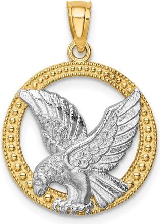 Diamond2Deal 14k Yellow Gold Rhodium Eagle Pendant