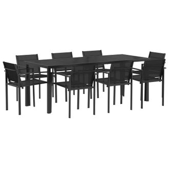 vidaXL Juego De Muebles De Exterior 9 Pcs Negro Y Antracita Textileno Vidaxl