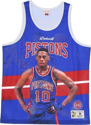 Mitchell & Ness NBA Basketbal Tanktop Dennis Rodman - Heren - Fitness - Blauw - S - Polyester - Fitness