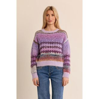 Molly Bracken Trui met ronde hals en tie and dye afgewerkt met zecchinos