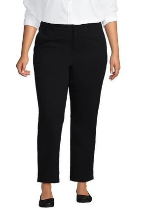 Lands End Mid Rise Classic Straight Leg Chino Ankle Pants in Black at Nordstrom, Size 24W