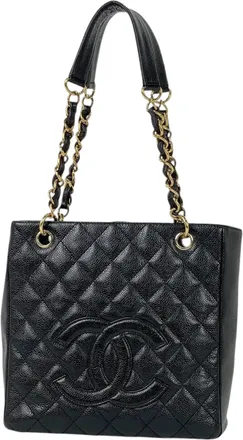 Chanel Matelasse Black Grained Calfskin Tote Bag (Pre-Owned)