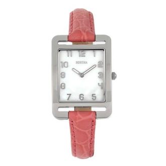 Bertha Sunglasses Marisol Swiss MOP Leather-Band Watch in Coral at Nordstrom