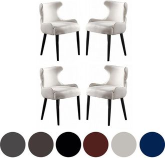 Life Interiors Life Interiors - Juego De 4 Sillas De Comedor De Terciopelo Oxford Lux: Sillas Tapizadas Para Comedor, Cocina: Crema
