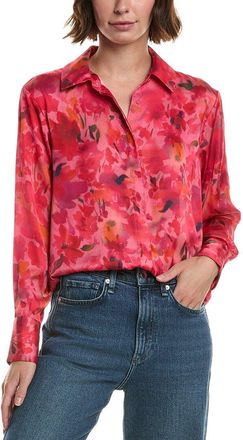 Alberta Ferretti Satin Floral Print Blouse